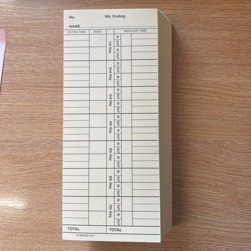 Clock cards for - clock,